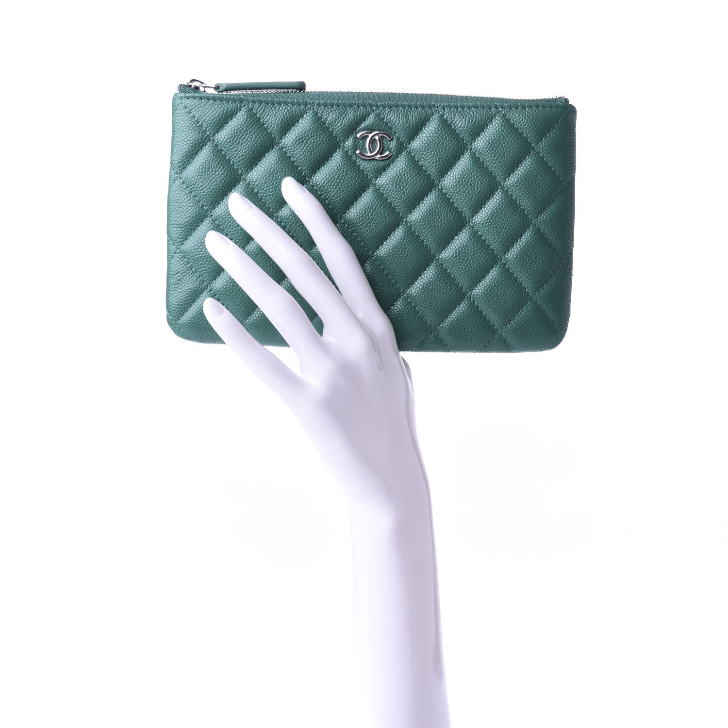 Chanel Caviar Quilted Cosmetic Case Green 2 of 8