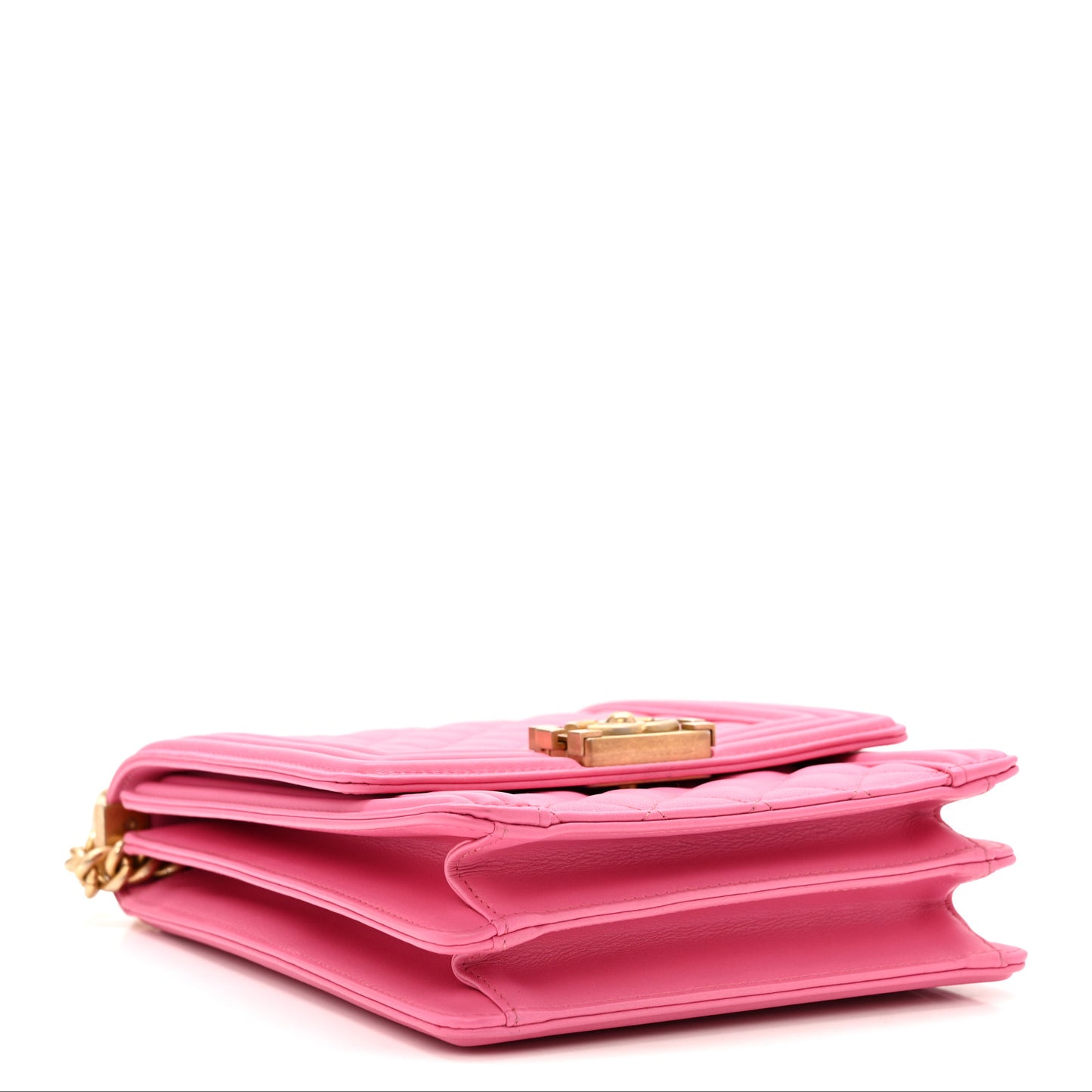 Calfskin Quilted North South Boy Flap Pink