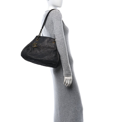 Chanel Iridescent Grained Calfskin Stitched Accordion Tote Dark Grey 2 of 13