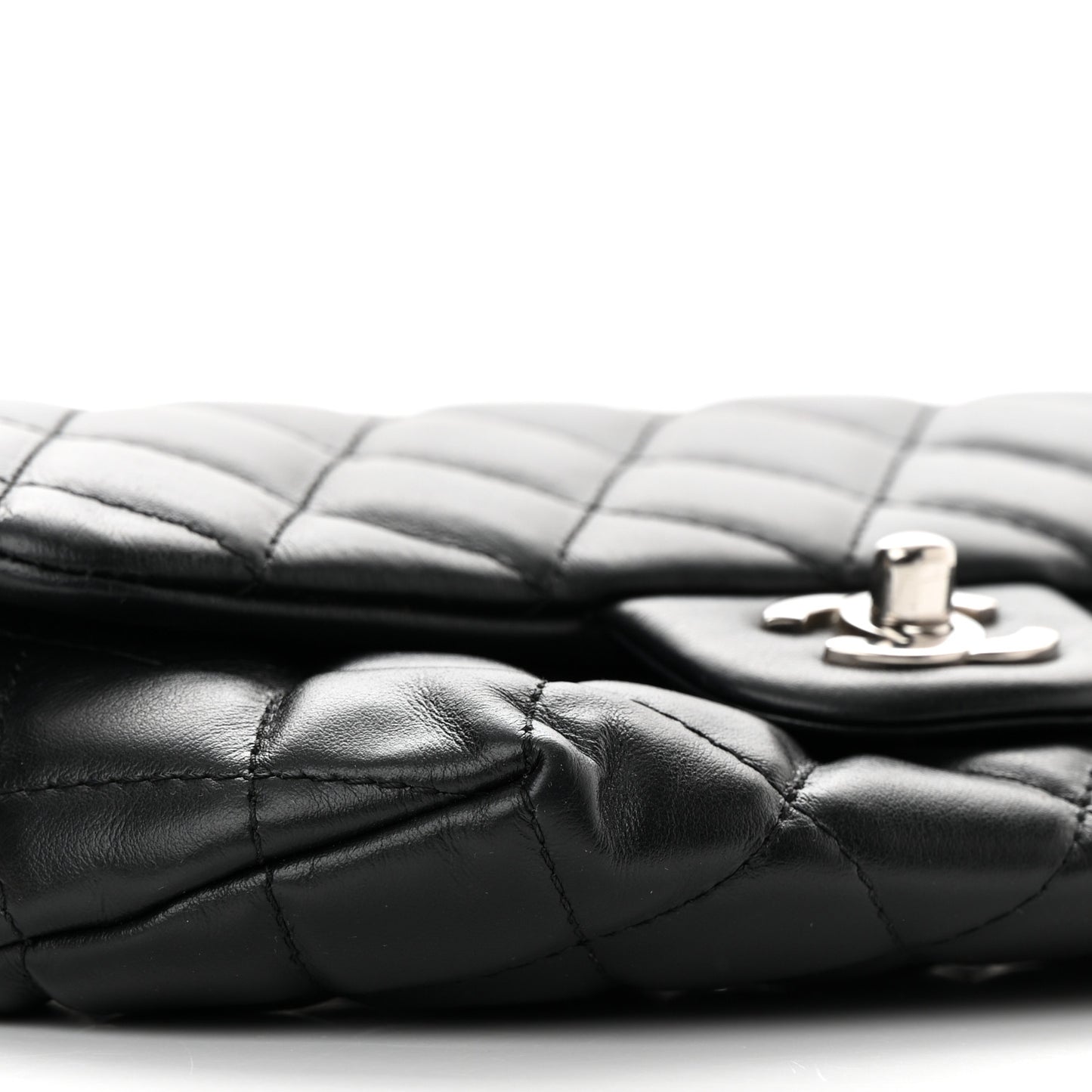Calfskin Quilted CC Uniform Flap Belt Bag Black