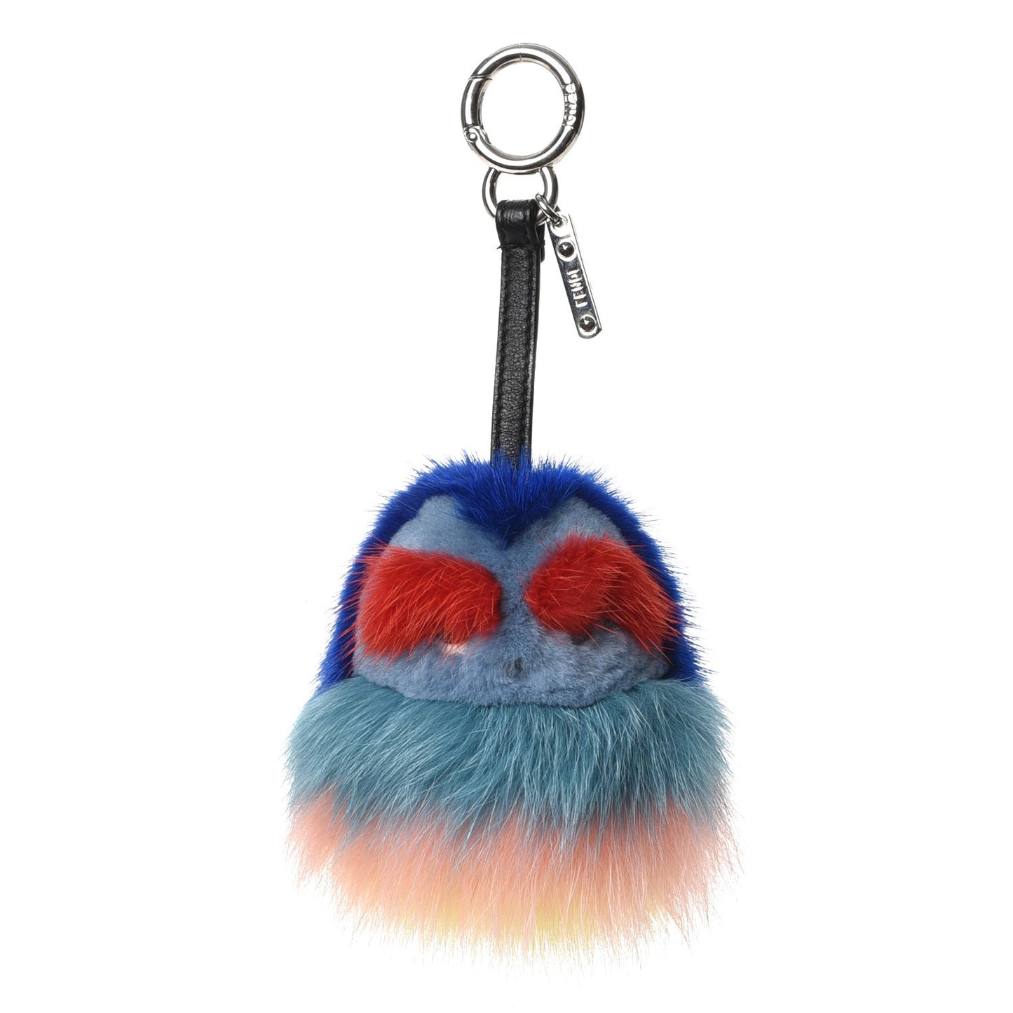 Mink Fox Fur Kid Monster Bag Bug Charm Blue Multicolor