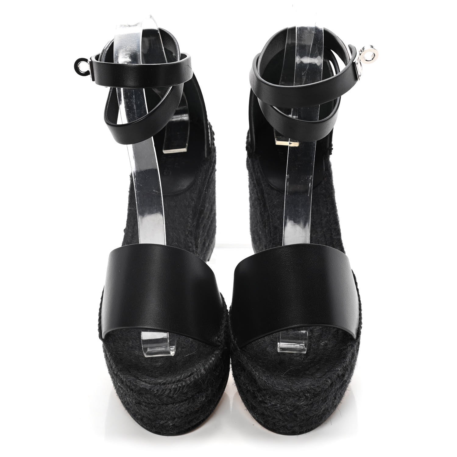 Hermes Calfskin Tipoli Espadrille Wedges 37 Black 5 of 14