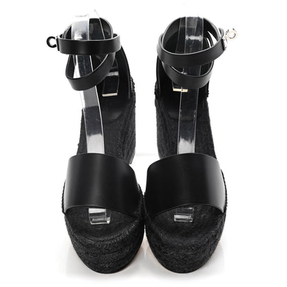 Hermes Calfskin Tipoli Espadrille Wedges 37 Black 5 of 14