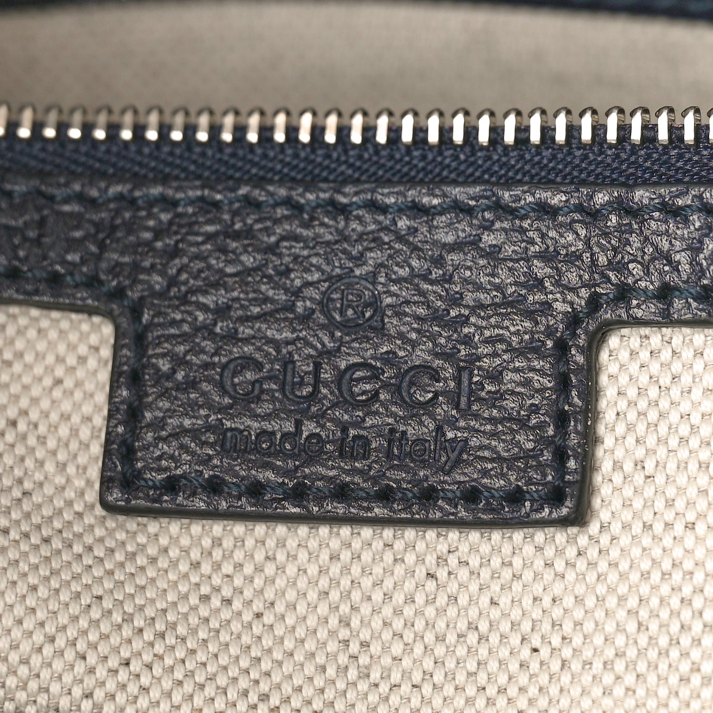 GG Supreme Monogram Textured Calfskin Web Medium Ophidia Shopping Tote Beige Blue
