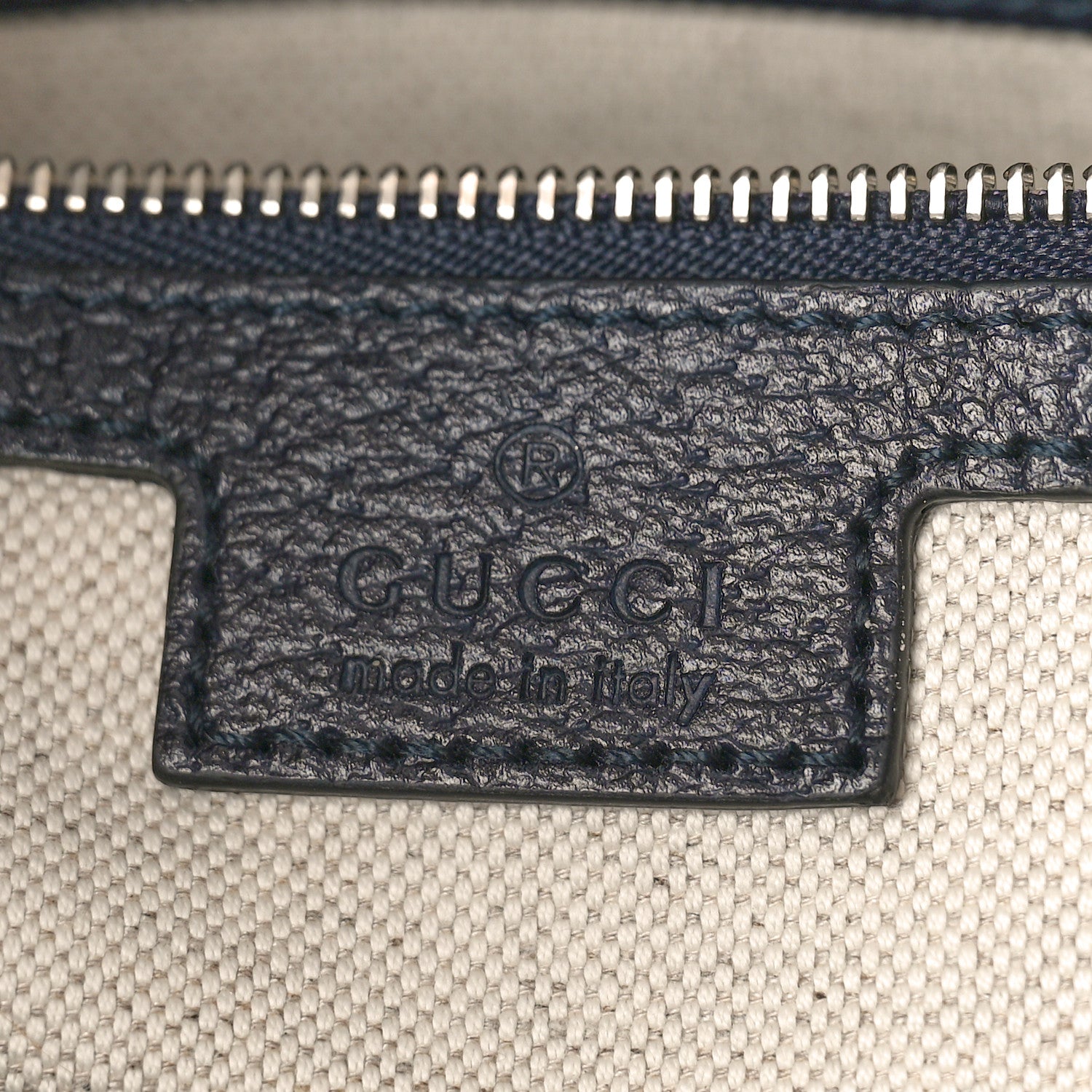 Gucci GG Supreme Monogram Textured Calfskin Web Medium Ophidia Shopping Tote Beige Blue 6 of 10
