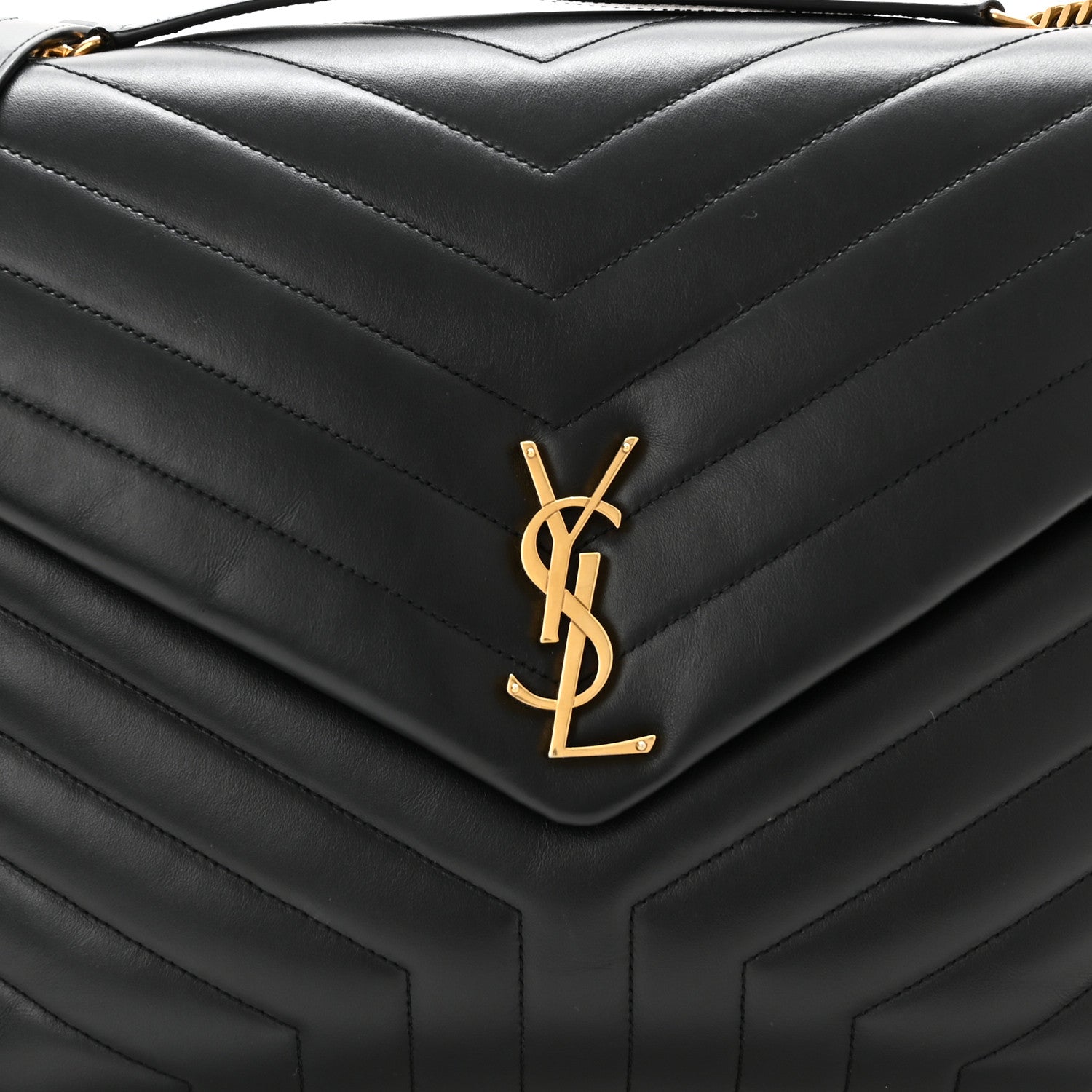 Saint Laurent Calfskin Y Quilted Monogram Large Loulou Chain Satchel Black 9 of 12