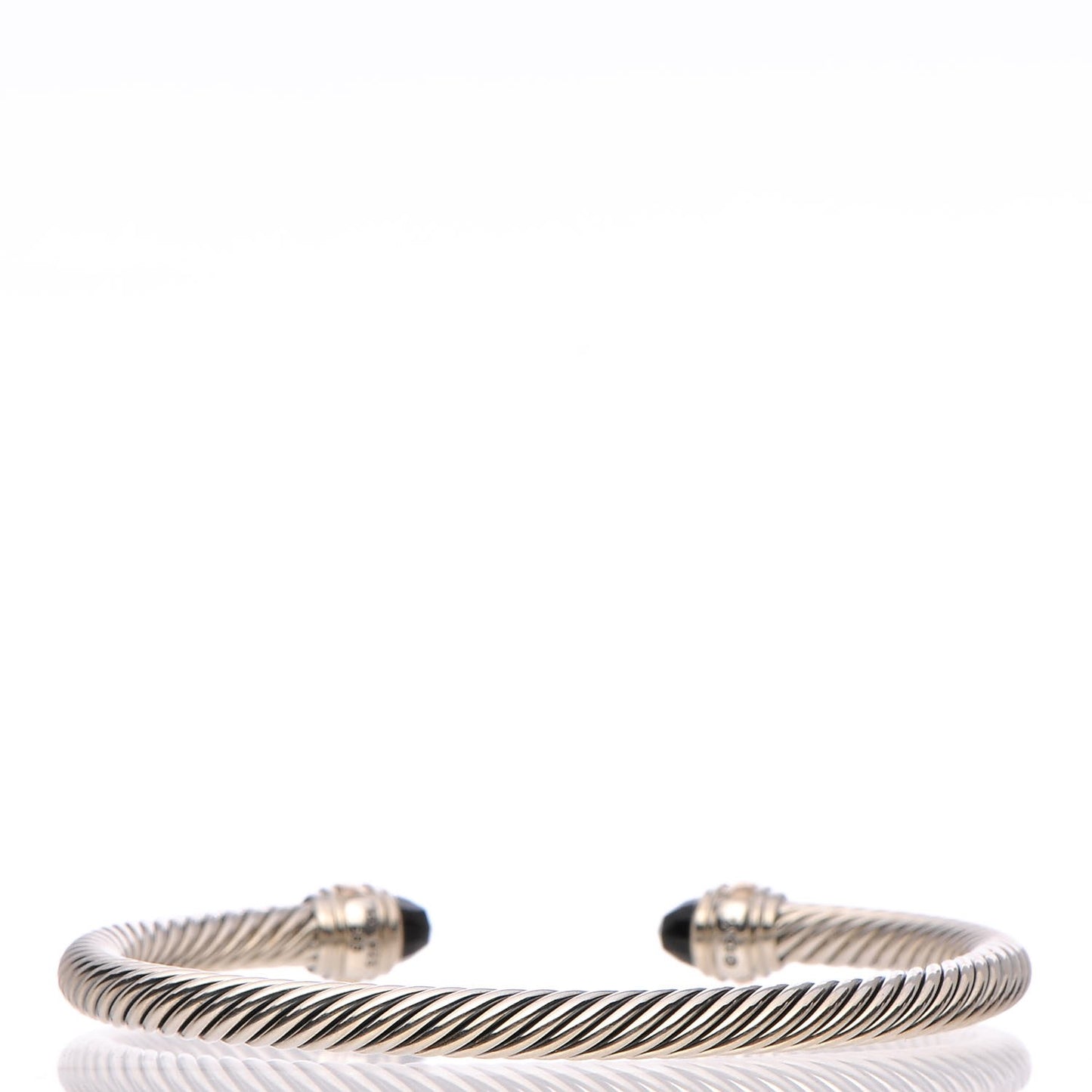 Sterling Silver 14K Yellow Gold Black Onyx 5mm Cable Classics Bracelet