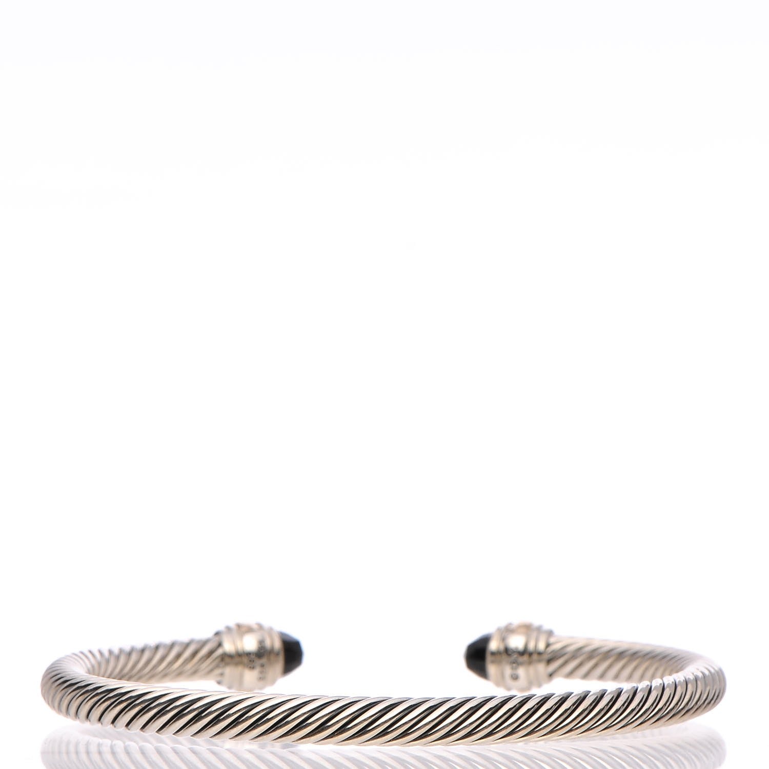 David Yurman Sterling Silver 14K Yellow Gold Black Onyx 5mm Cable Classics Bracelet 3 of 5