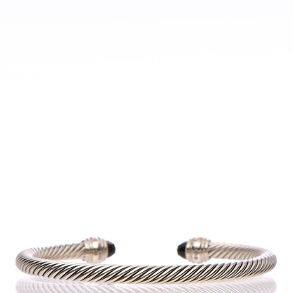 David Yurman Sterling Silver 14K Yellow Gold Black Onyx 5mm Cable Classics Bracelet 3 of 5