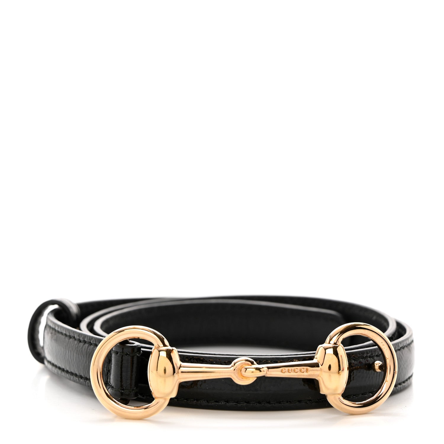 Gucci Vernice Naplak Horsebit Skinny Belt 70 28 Black 1 of 5