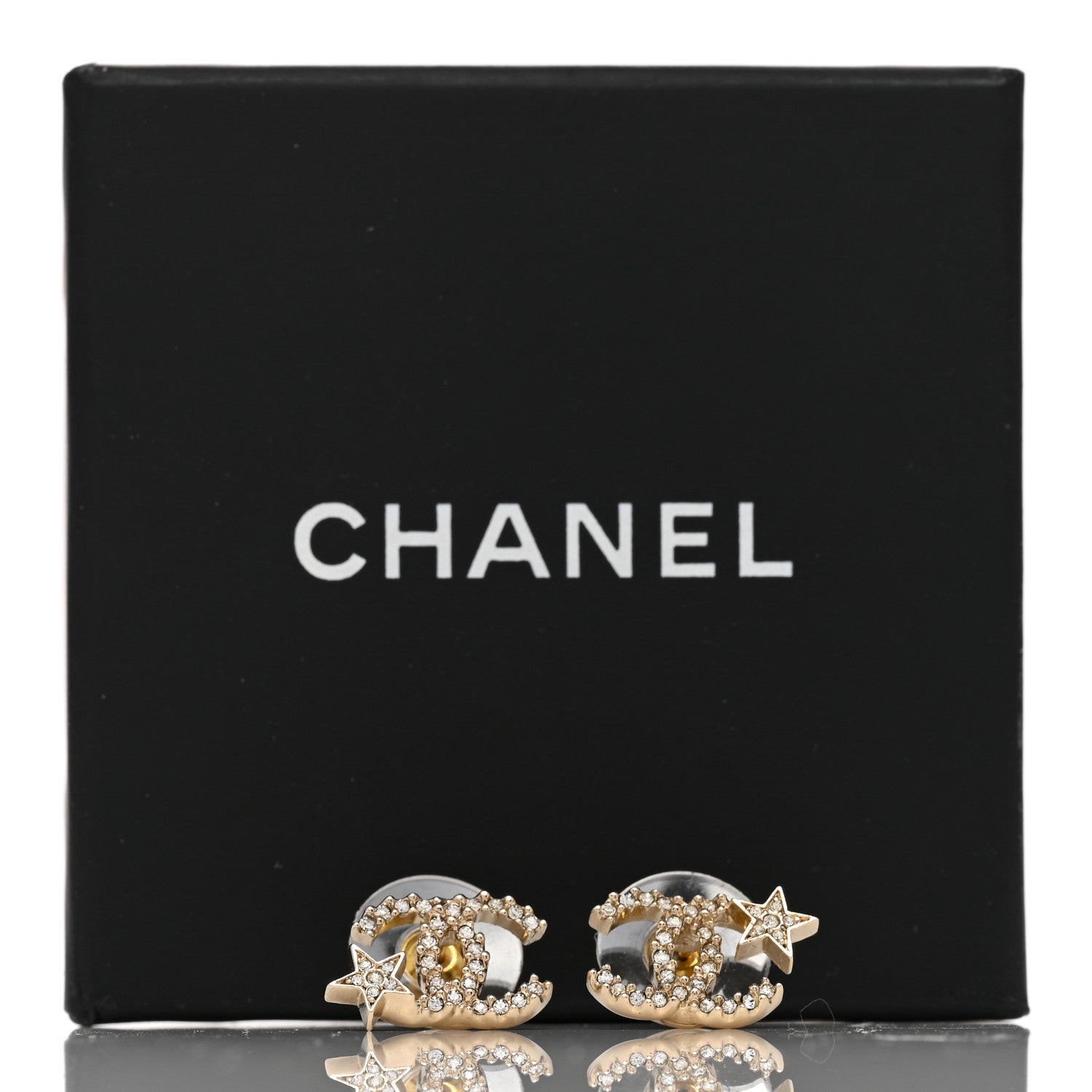 Chanel Crystal CC Starfall Earrings Gold 5 of 5
