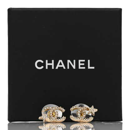 Chanel Crystal CC Starfall Earrings Gold 5 of 5