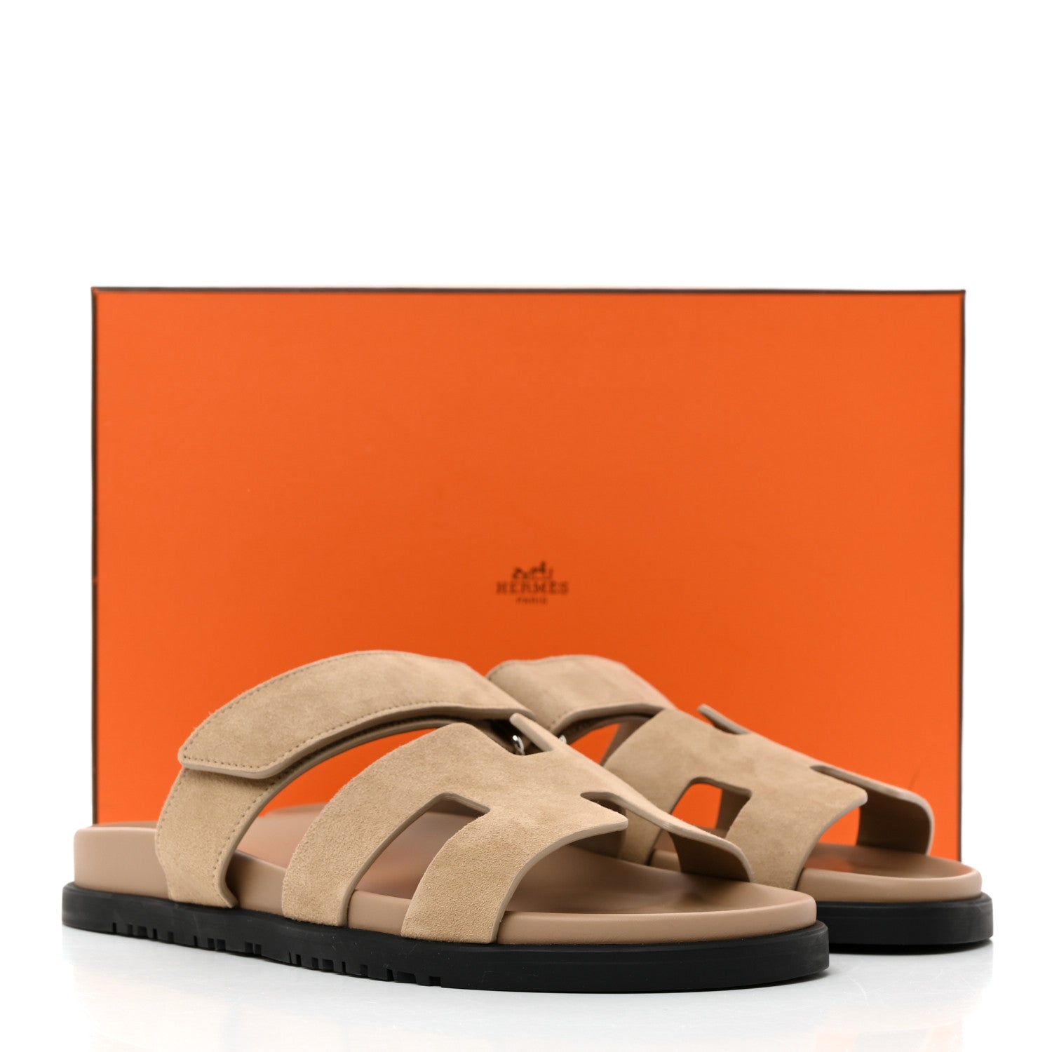 Hermes Suede Goatskin Womens Chypre Sandals 38.5 Beige Argile 9 of 9