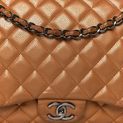 Chanel Metallic Caviar Quilted Maxi Double Flap Copper 9 of 11