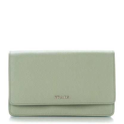 Prada Saffiano Metal Flap Wallet Acquamarina 1 of 8