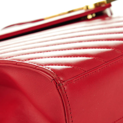 Saint Laurent Lambskin Matelasse Chevron Large Monogram Satchel Red 6 of 12