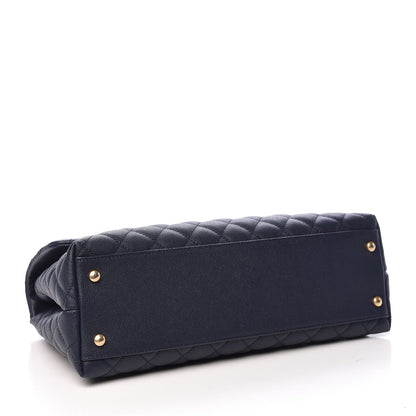 Chanel Caviar Quilted Medium Coco Handle Flap Navy Blue 4 of 13