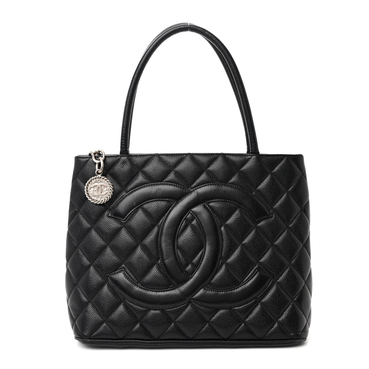 Caviar Quilted Medallion Tote Black
