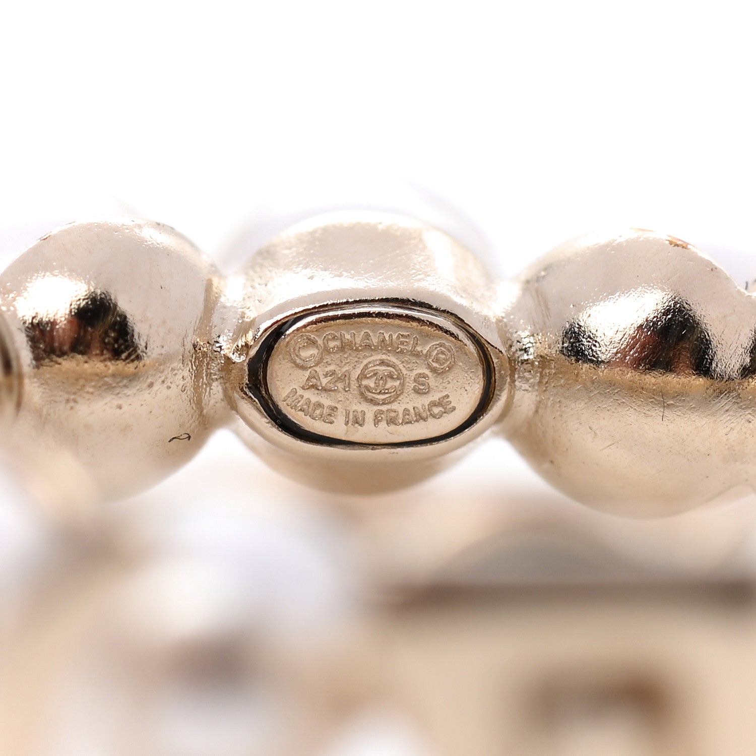 Chanel Crystal Pearl CC No 5 Hoop Earrings Gold 4 of 5
