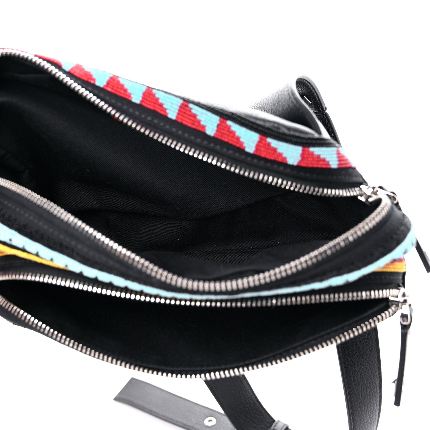 Pebbled Calfskin Beaded Rockstud Belt Bag Black