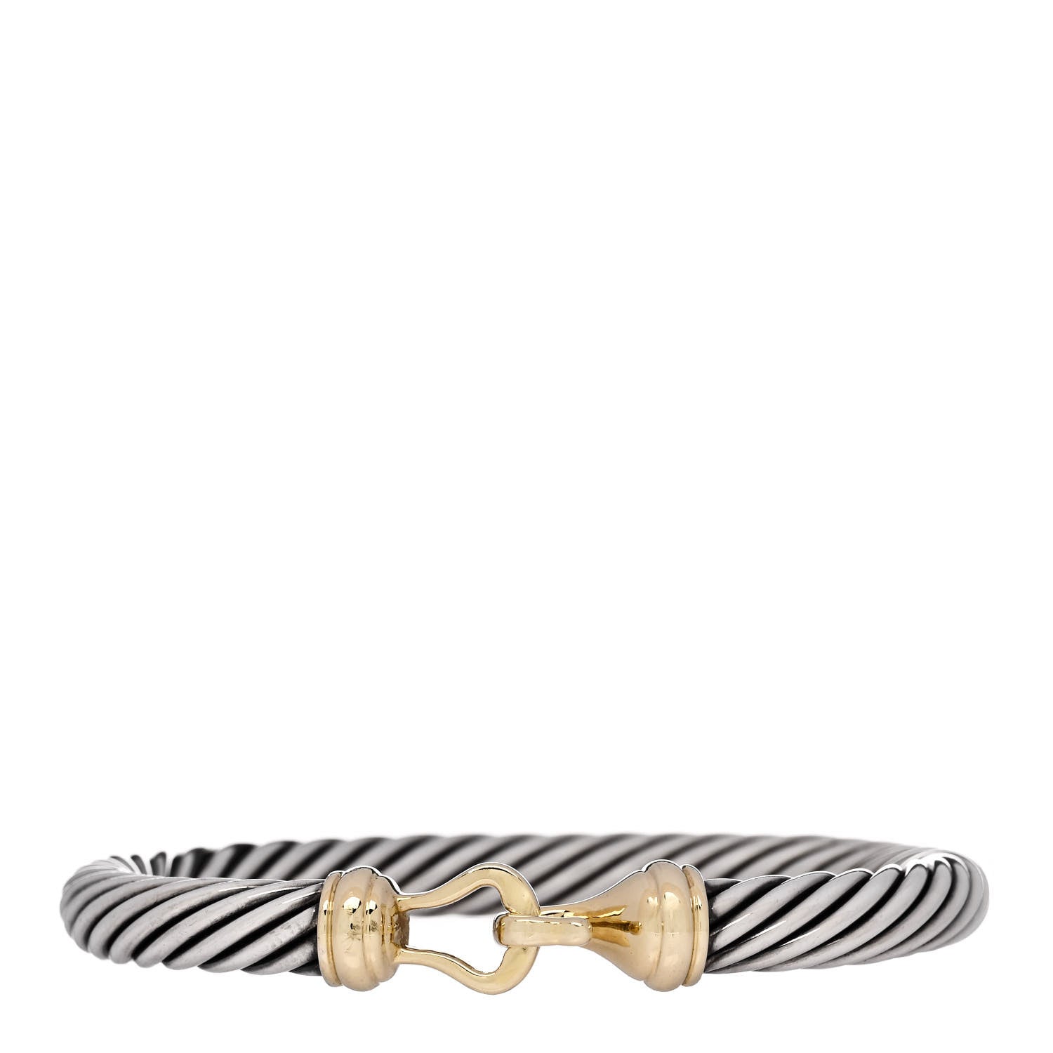 David Yurman Sterling Silver 14K Yellow Gold 7mm Cable Classic Buckle Bracelet 1 of 4
