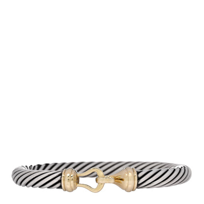 David Yurman Sterling Silver 14K Yellow Gold 7mm Cable Classic Buckle Bracelet 1 of 4