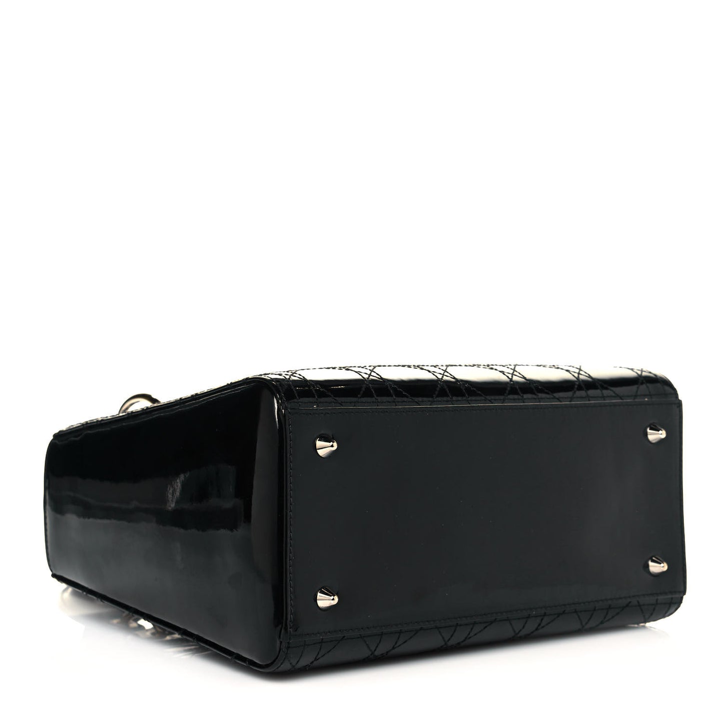 Patent Cannage Stitched Medium Lady Dior Black