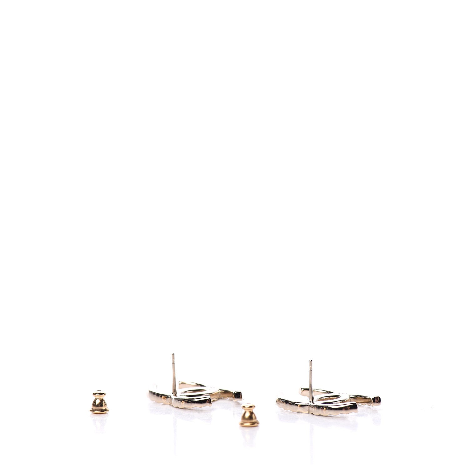 Chanel Crystal CC Large Stud Earrings Gold 3 of 5