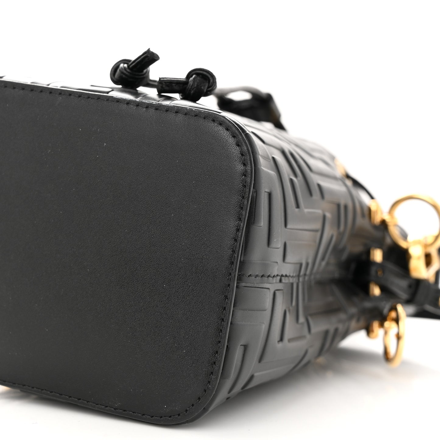 Vitello Liberty F is Fendi FF 1974 Embossed Mini Mon Tresor Bucket Bag Black