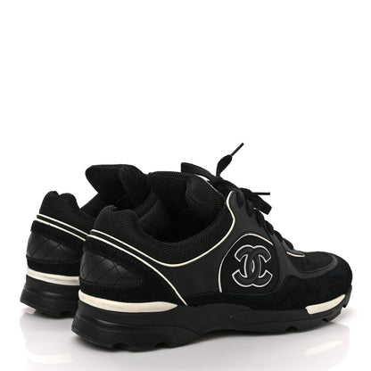 Chanel Toile Suede Calfskin CC Sneakers 40 Black White 4 of 8
