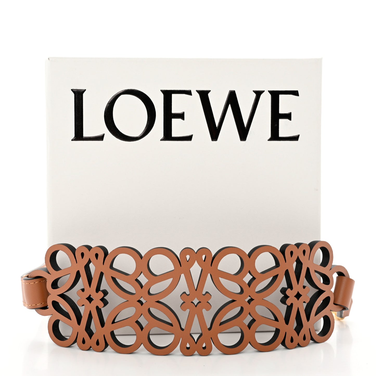 Calfskin Anagram Cutout Strap Tan