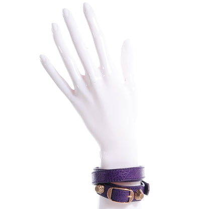Balenciaga Agneau Giant 12 Rose Gold Hardware Triple Tour Bracelet M Violet 2 of 8