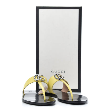Gucci Calfskin GG Marmont Thong Sandals 37 Banana 8 of 8