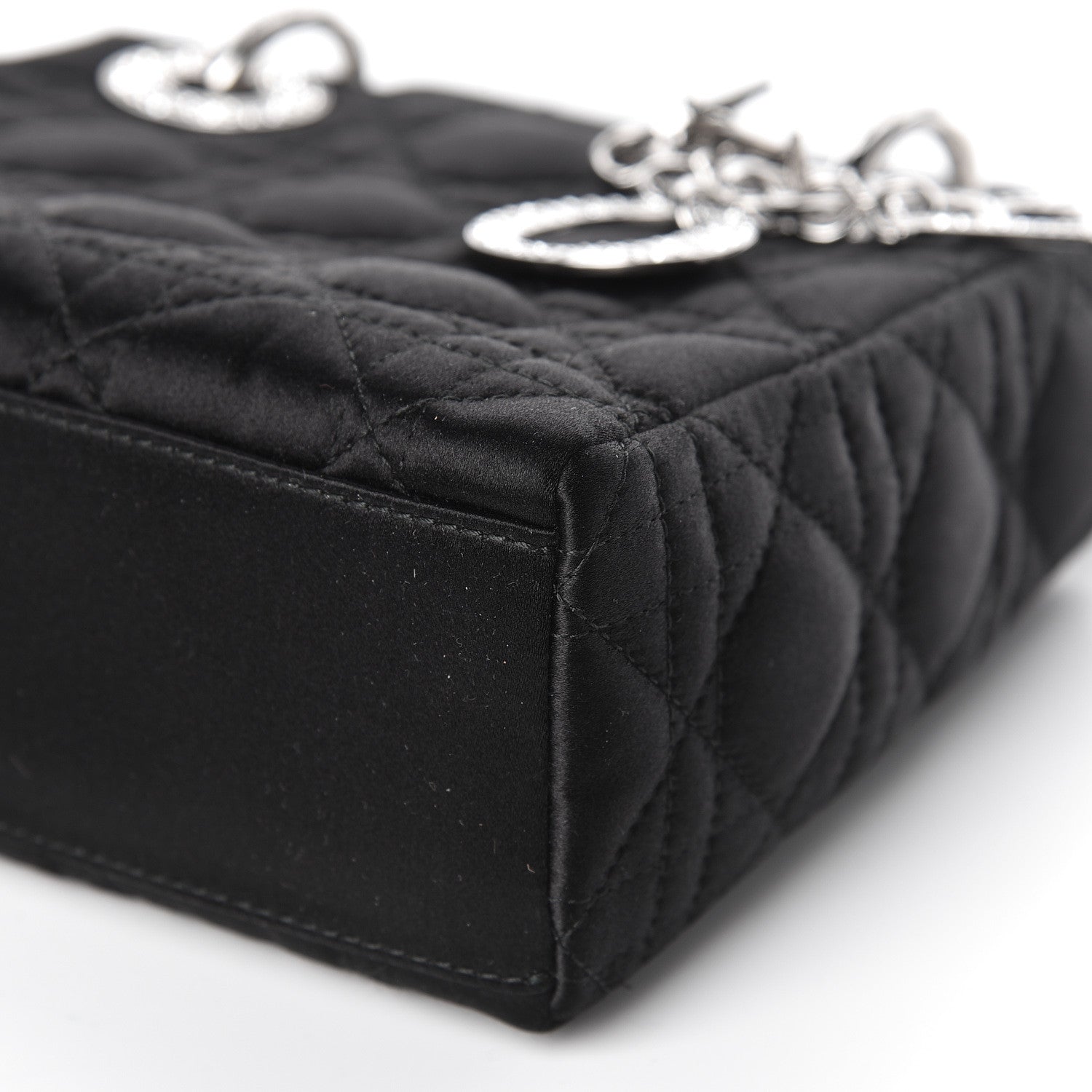 Christian Dior Satin Swarovski Crystal Cannage Mini Lady Dior Black 9 of 10