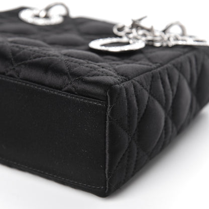 Christian Dior Satin Swarovski Crystal Cannage Mini Lady Dior Black 9 of 10