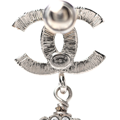 Chanel Crystal Pearl CC Drop Earrings Silver 4 of 4