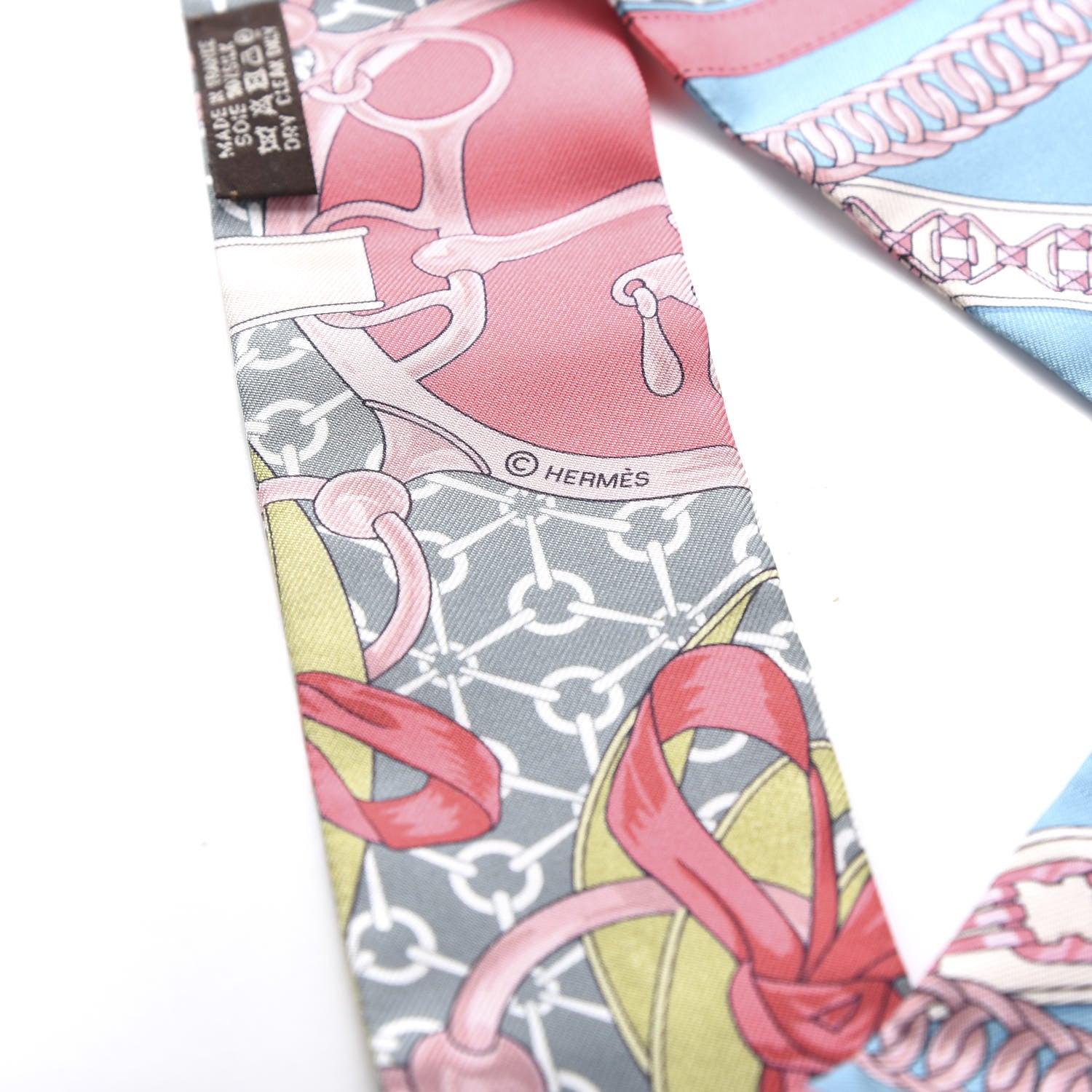 Hermes Silk La Promenade Du Matin Twilly Framboise Turquoise Vert 4 of 4