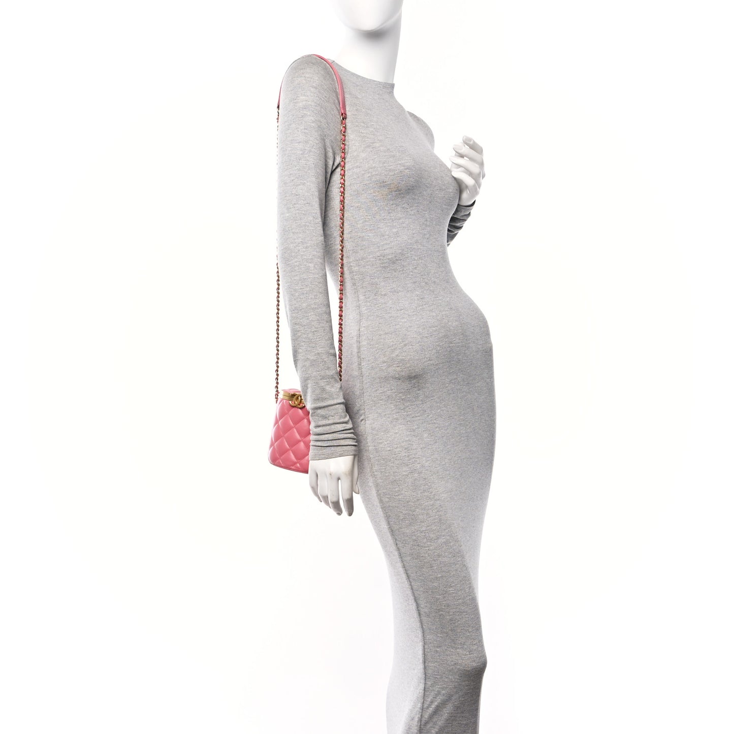 Lambskin Quilted Mini Crown Box Bag Pink