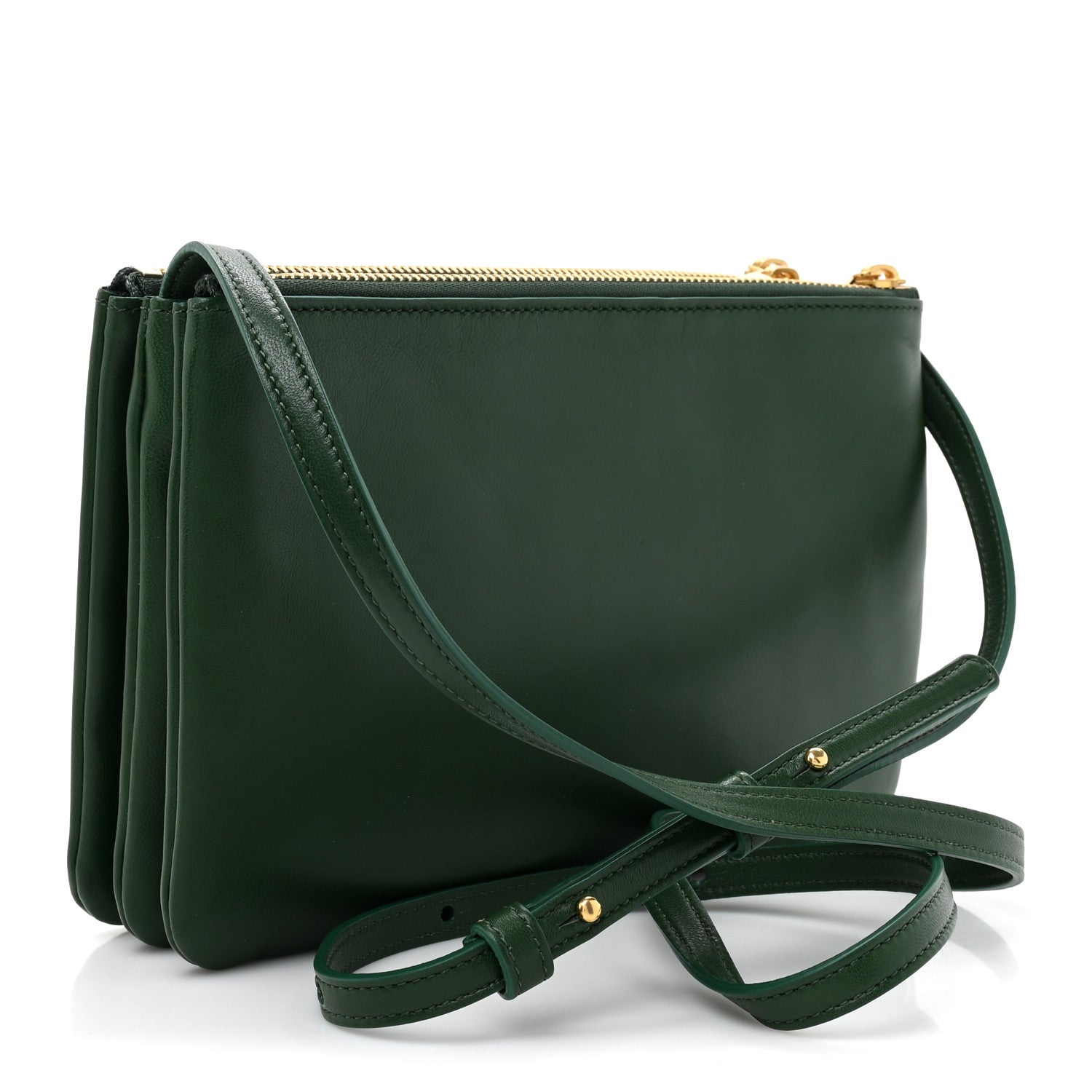 Celine Lambskin Large Trio Crossbody Bag Malachite 3 of 12