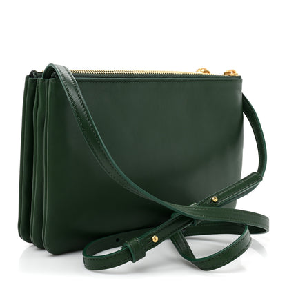 Celine Lambskin Large Trio Crossbody Bag Malachite 3 of 12