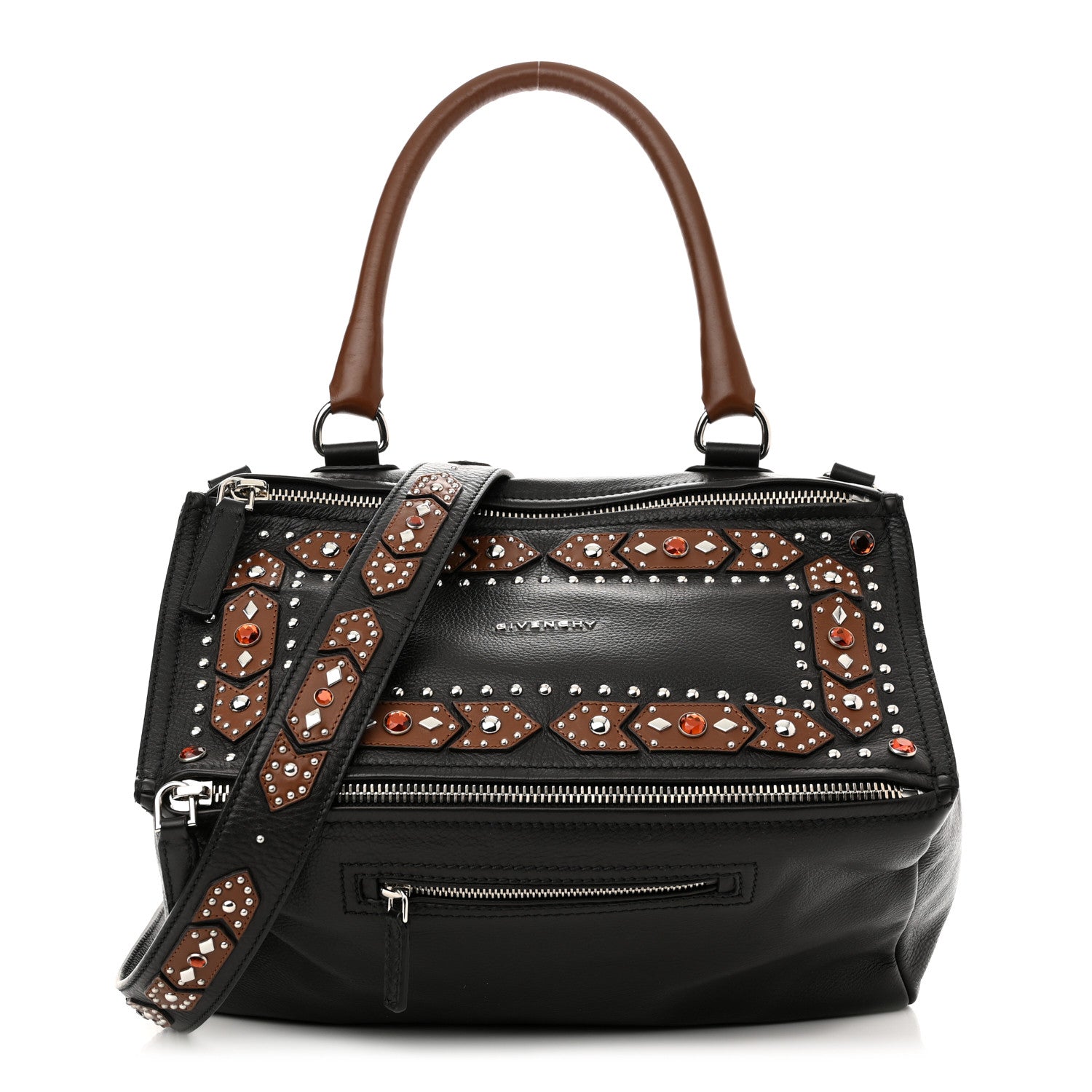 Givenchy Calfskin Studded Medium Studded Pandora Black Brown 1 of 11