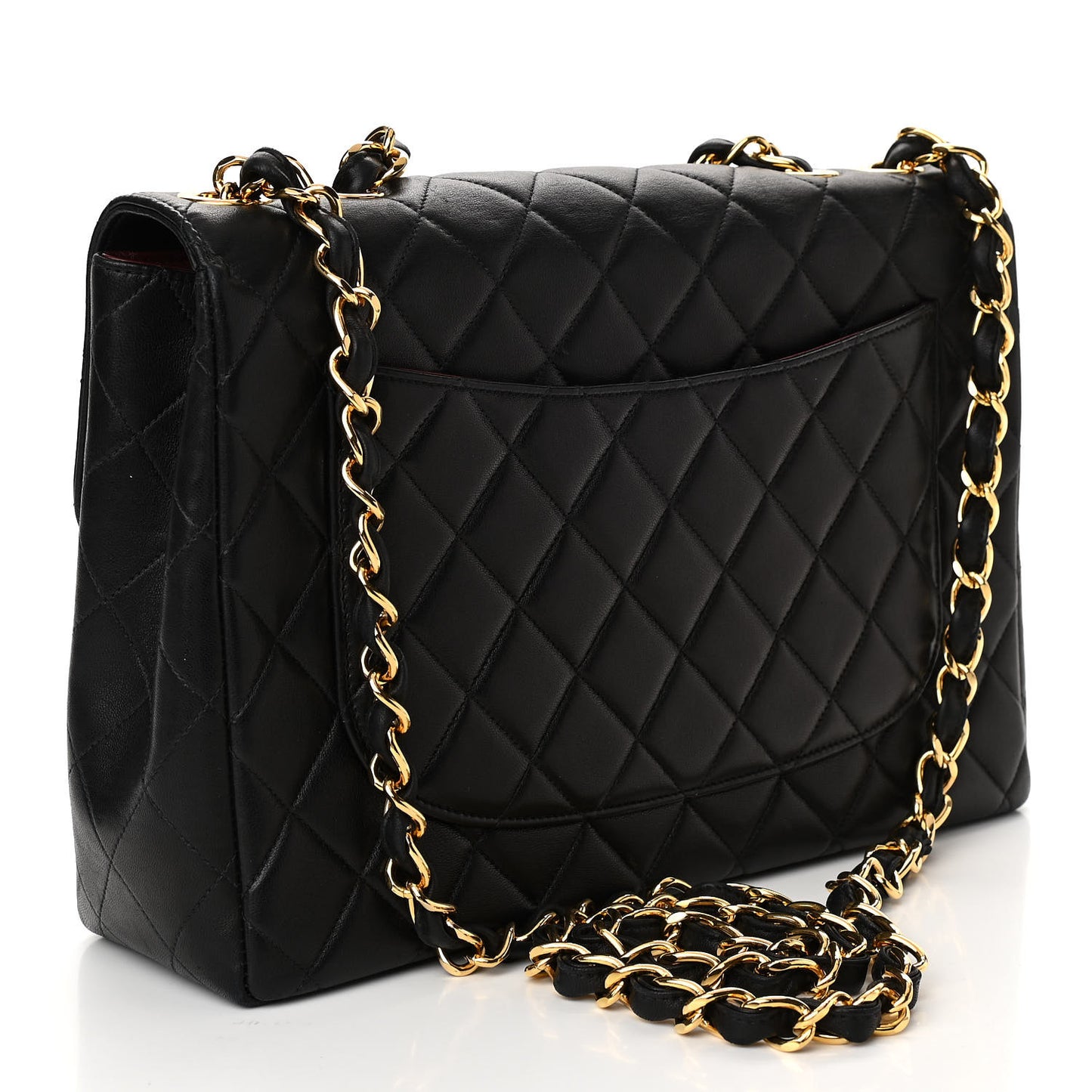 Lambskin Quilted XL Jumbo Single Flap Black