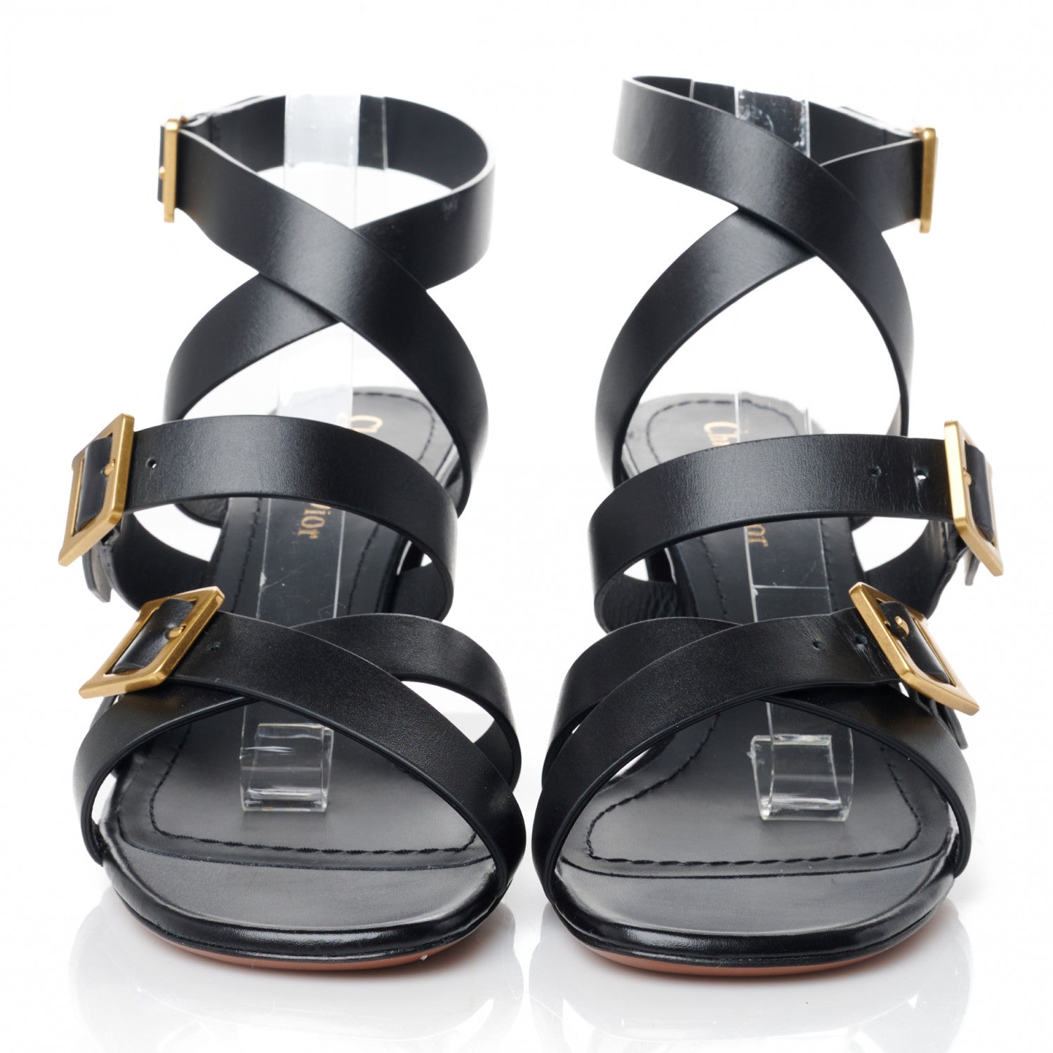 Christian Dior Calfskin Double D 70mm Sandals 38 Black 3 of 8
