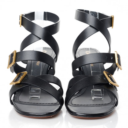 Christian Dior Calfskin Double D 70mm Sandals 38 Black 3 of 8