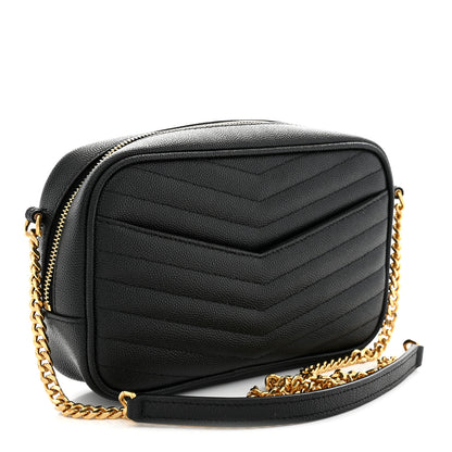 Saint Laurent Grain De Poudre Matelasse Monogram Mini Lou Camera Bag Black 3 of 10