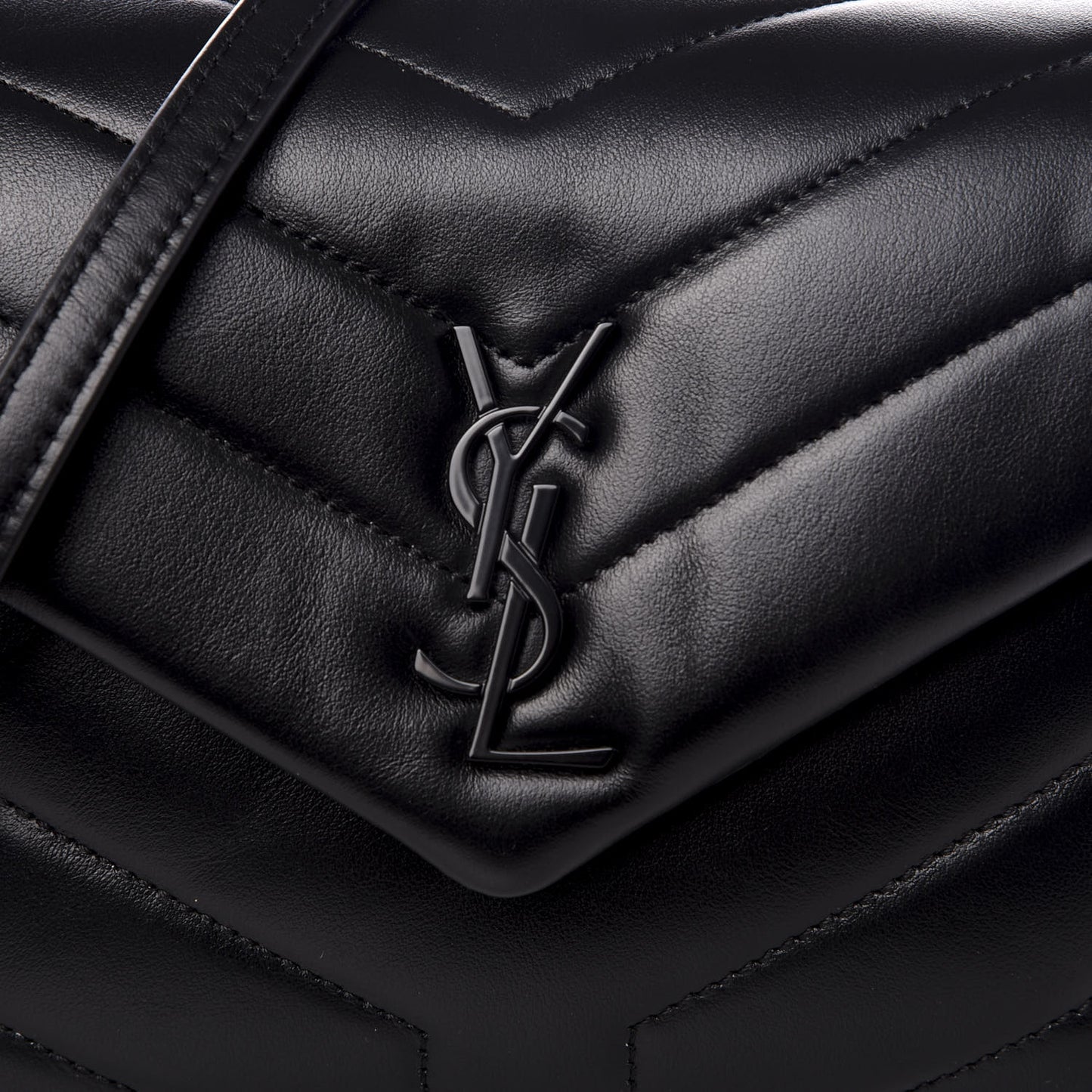 Calfskin Y Quilted Monogram Toy Loulou Crossbody Bag Black