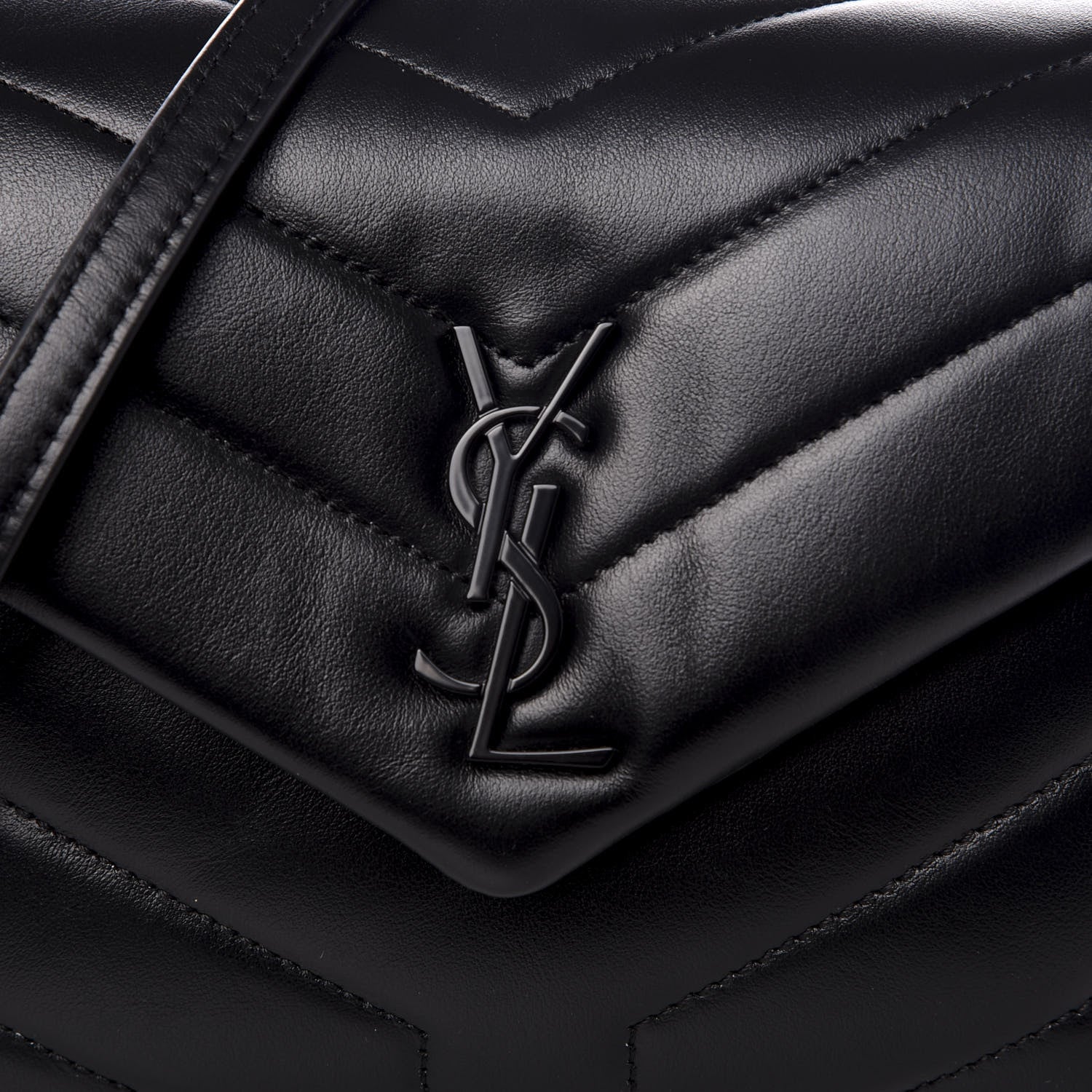 Saint Laurent Calfskin Y Quilted Monogram Toy Loulou Crossbody Bag Black 8 of 8
