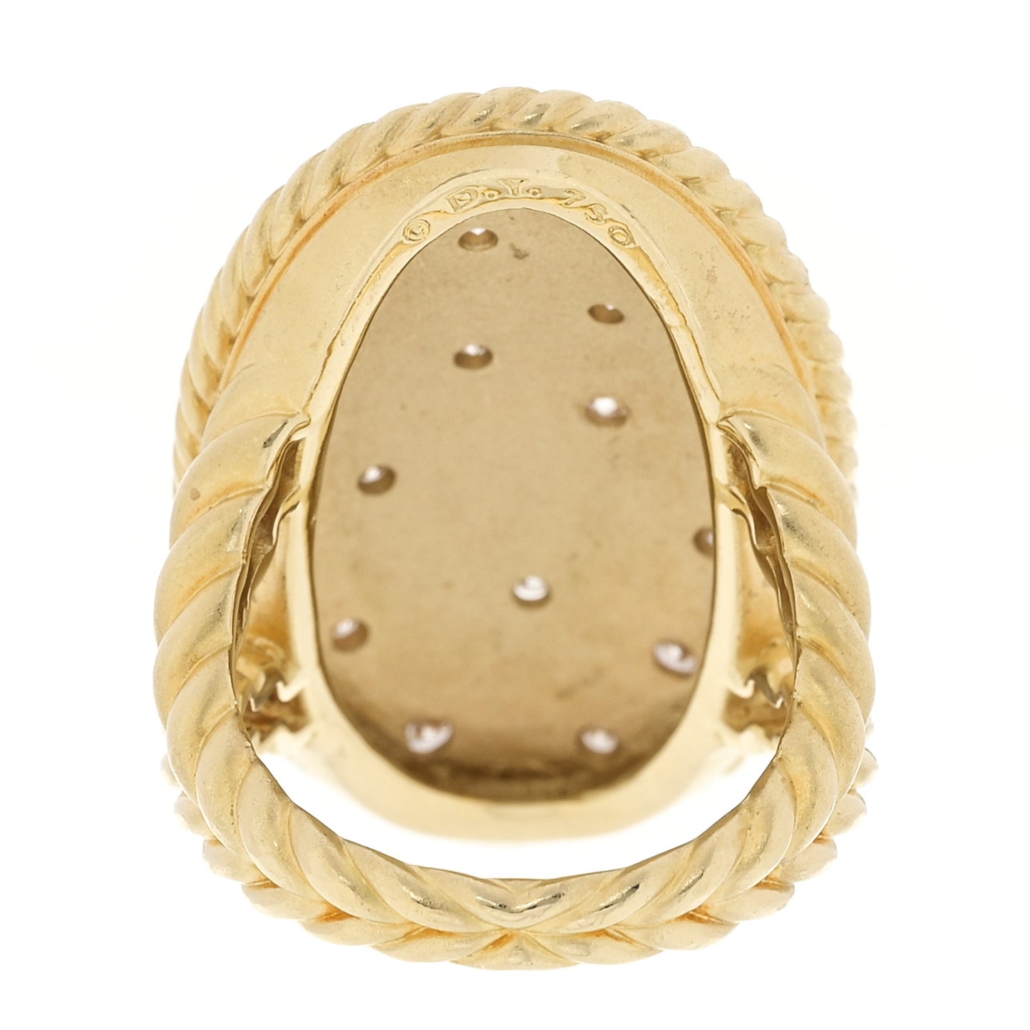 18K Yellow Gold Diamond Cable Coil Ring 54 7