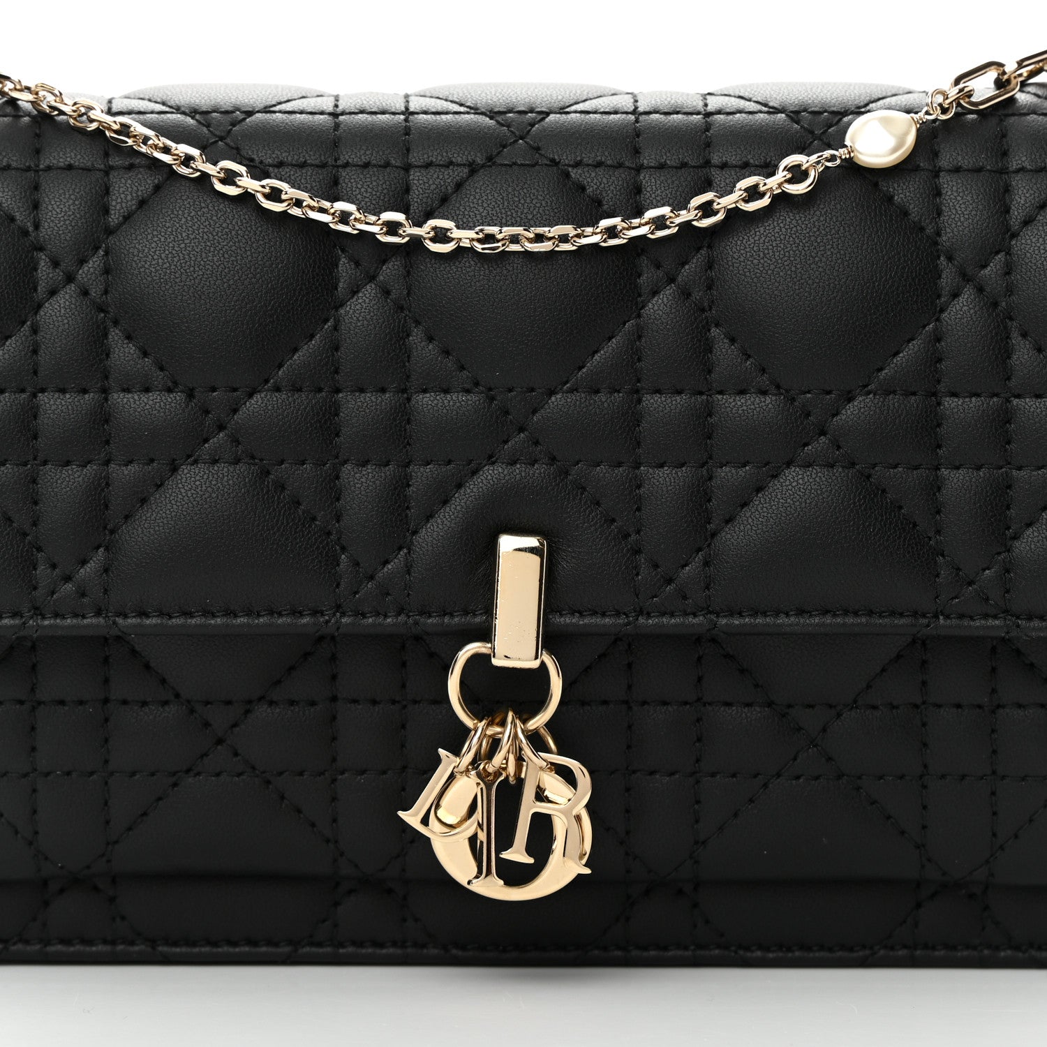 Christian Dior Lambskin Cannage Miss Dior Chain Pouch Black 9 of 14