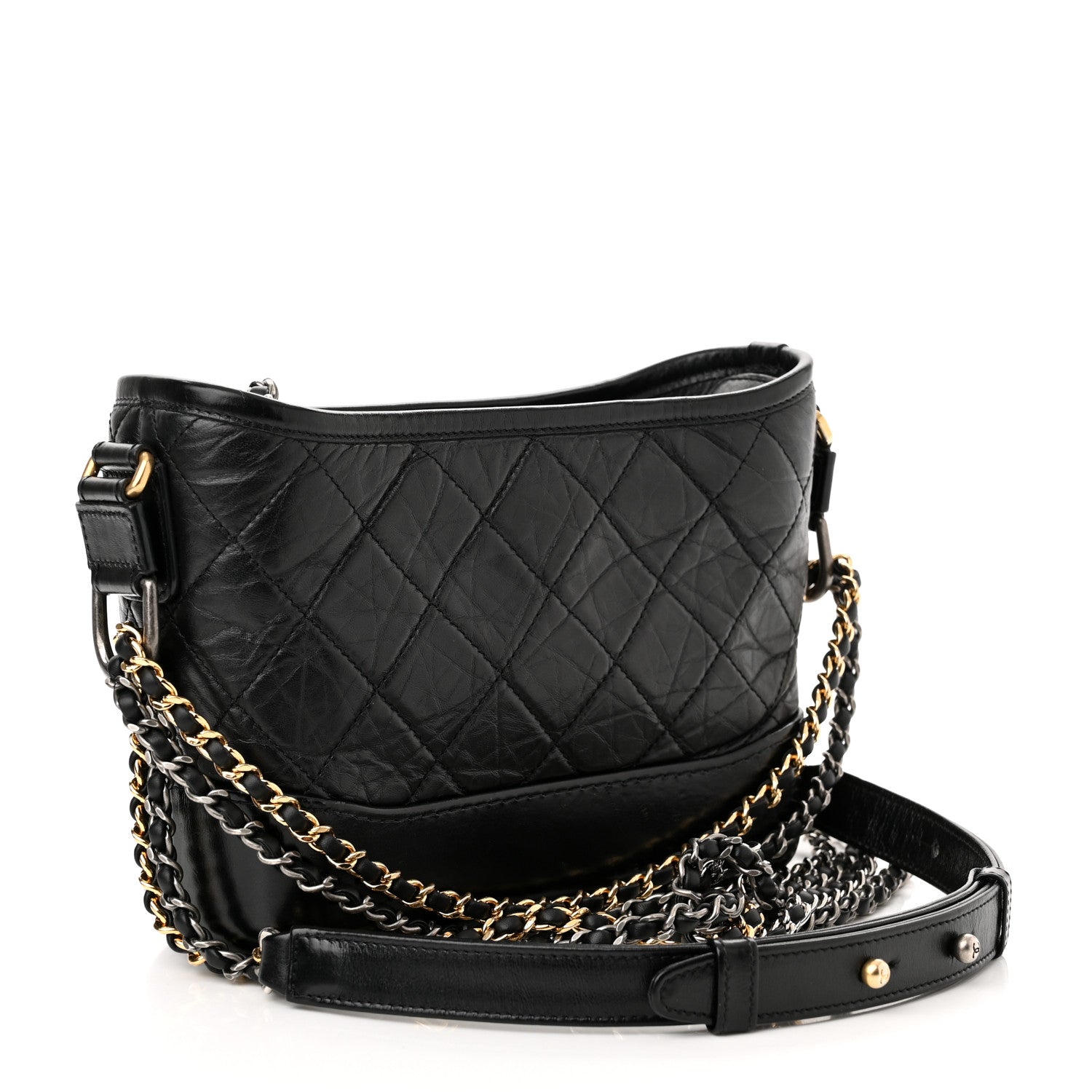 Chanel Aged Calfskin Quilted Small Gabrielle Hobo Black 3 of 11